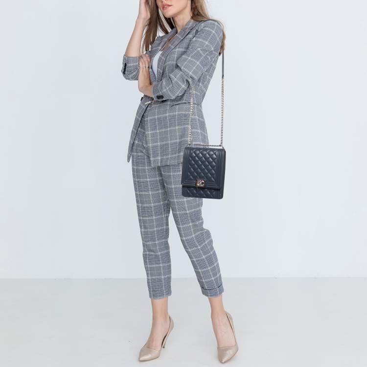 مملوكة مسبقًا Chanel Blue Quilted Leather North South Boy Shoulder Bag