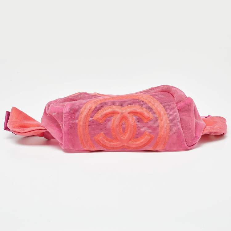 Pre Owned Chanel Pink Mesh and Fabric CC Belt Bag