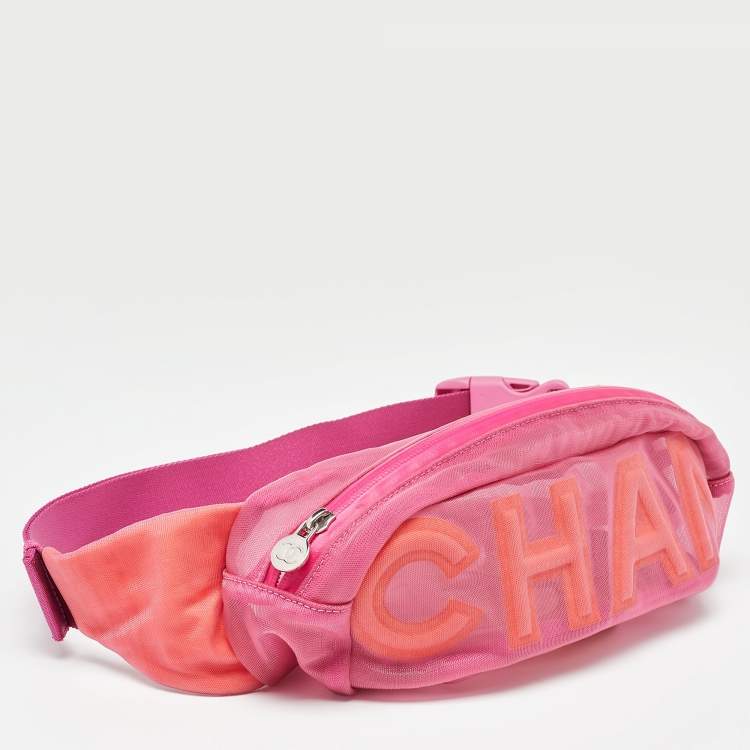 Pre Owned Chanel Pink Mesh and Fabric CC Belt Bag