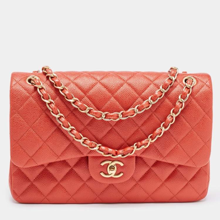 Chanel orange flap discount bag