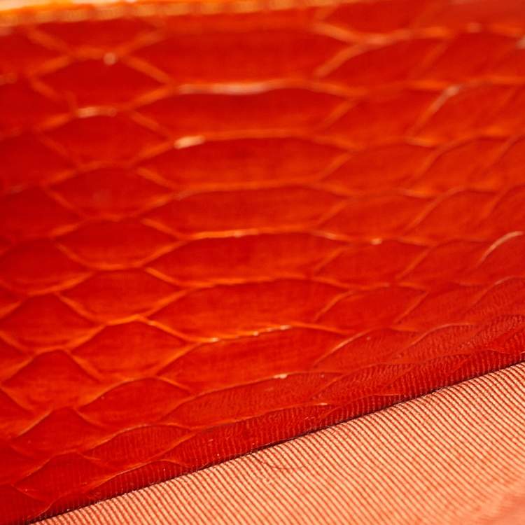Pre Owned Chanel Orange Python Wallet on Chain