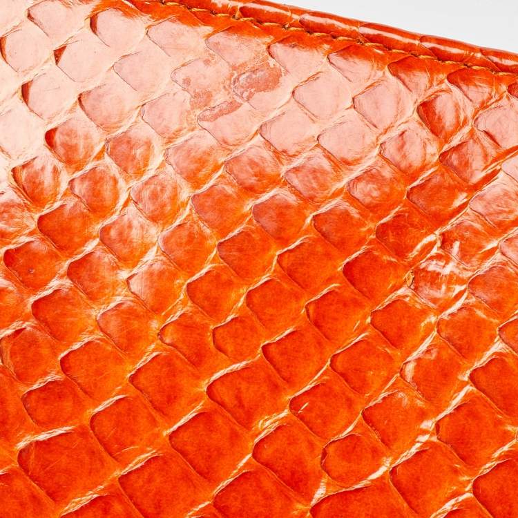 Pre Owned Chanel Orange Python Wallet on Chain