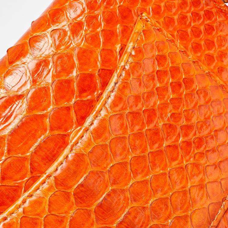 Pre Owned Chanel Orange Python Wallet on Chain