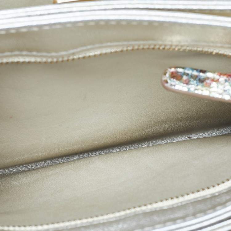 Pre Owned Chanel Metallic Multicolor Python Flap CC Logo Top Handle Bag