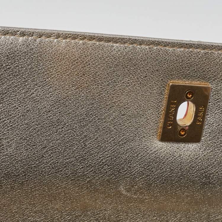 Pre Owned Chanel Metallic Multicolor Python Flap CC Logo Top Handle Bag