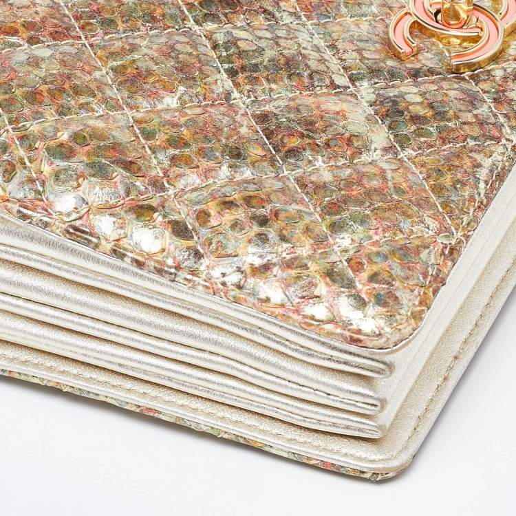 Pre Owned Chanel Metallic Multicolor Python Flap CC Logo Top Handle Bag