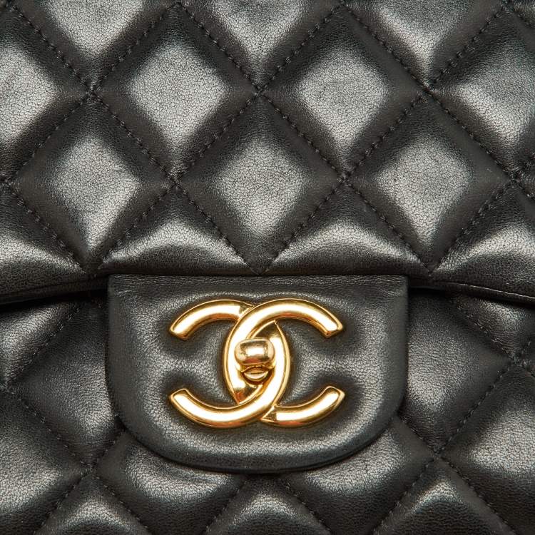 Pre Owned Chanel Black Quilted Leather Maxi Classic Double Flap Bag