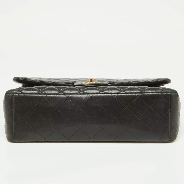 Pre Owned Chanel Black Quilted Leather Maxi Classic Double Flap Bag