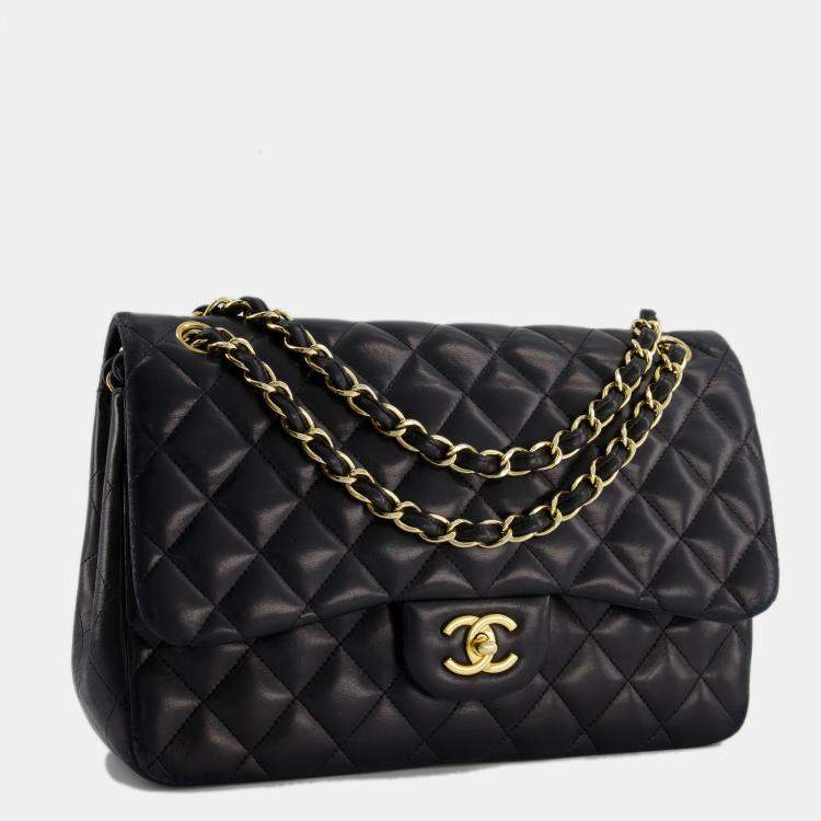 Chanel Chain Handle Flap Bag Black Calfskin Aged Gold Hardware – Coco  Approved Studio