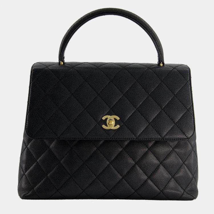 Chanel Vintage Black Top Handle Bag in Caviar Leather with 24K Gold  Hardware Chanel