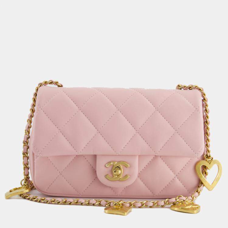 Chanel Pink 22B Mini Flap Bag in Lambskin Leather with Gold