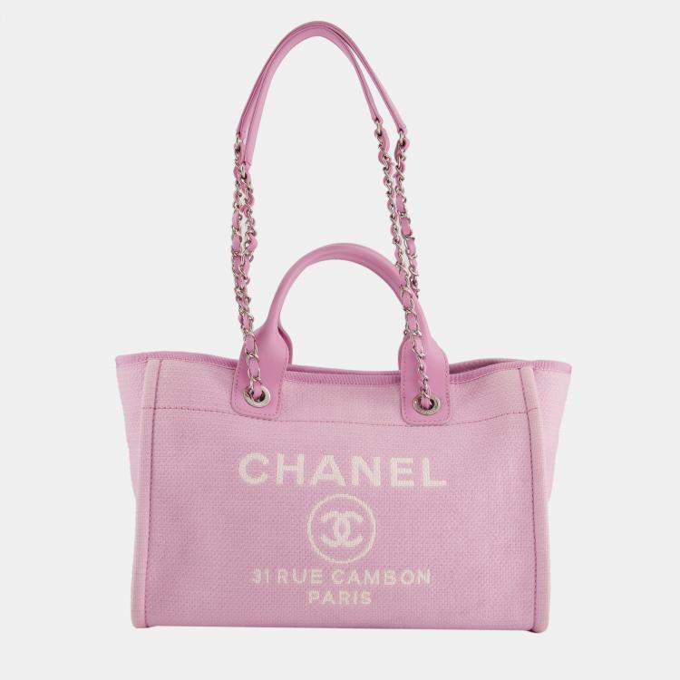 Chanel Lilac Canvas Small Deauville Tote Bag with CC Logo Print