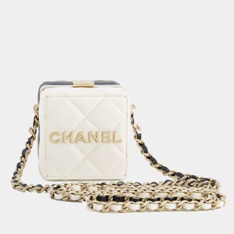 Chanel Black and White Micro Box Square Bag with Gold Hardware 
