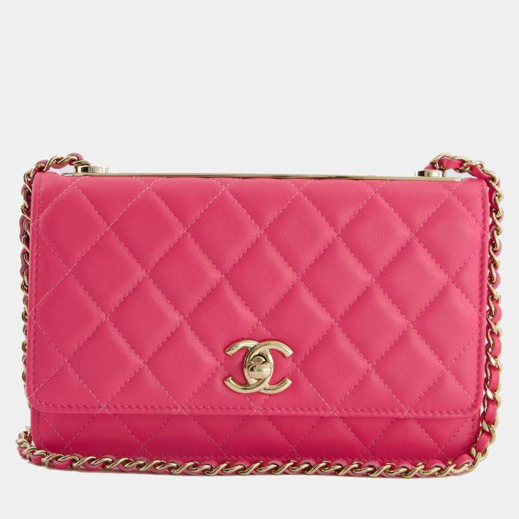 Chanel Hot Pink Quilted Trendy Wallet on Chain Bag in Lambskin Leather with  Champagne Gold Hardware Chanel