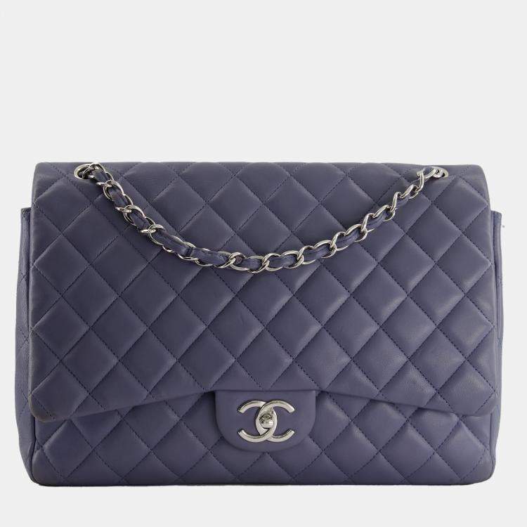 Chanel Lilac Maxi Classic Double Flap Bag in Lambskin Leather with Silver  Hardware RRP Â£9,760 Chanel