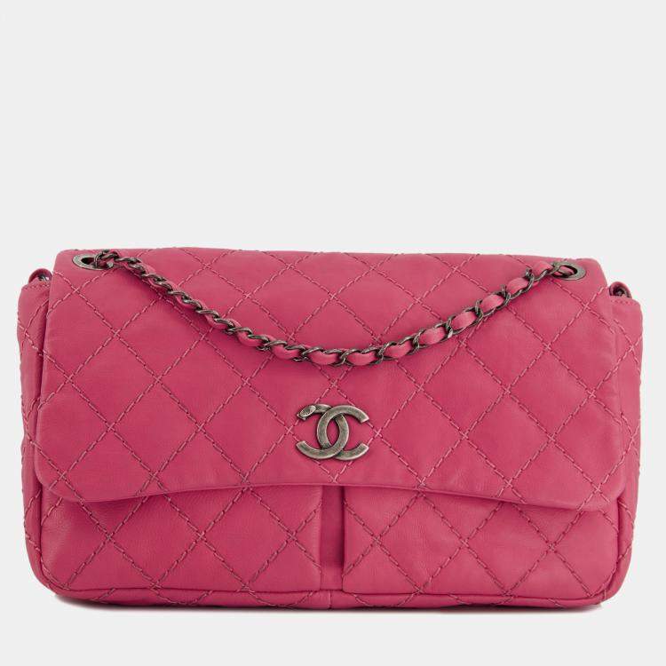 CHANEL Small flap Leather Wallet Pink Authentic Women Used from Japan