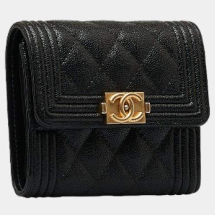 Chanel Black CC Quilted Caviar Le Boy Wallet Chanel