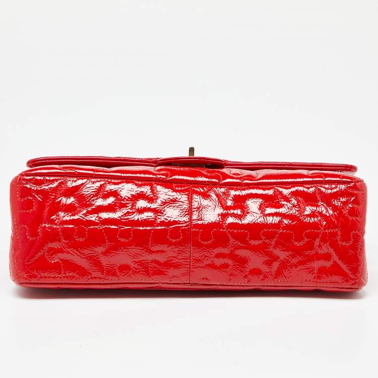 Pre Owned Chanel Red Puzzle Patent Leather Classic 226 Reissue 2.55 Flap Bag