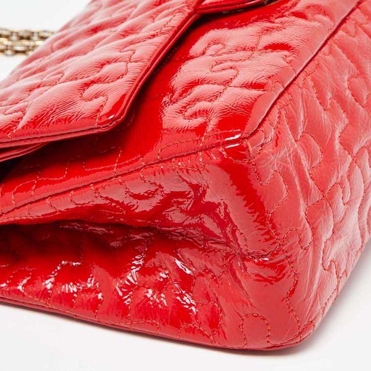 Pre Owned Chanel Red Puzzle Patent Leather Classic 226 Reissue 2.55 Flap Bag