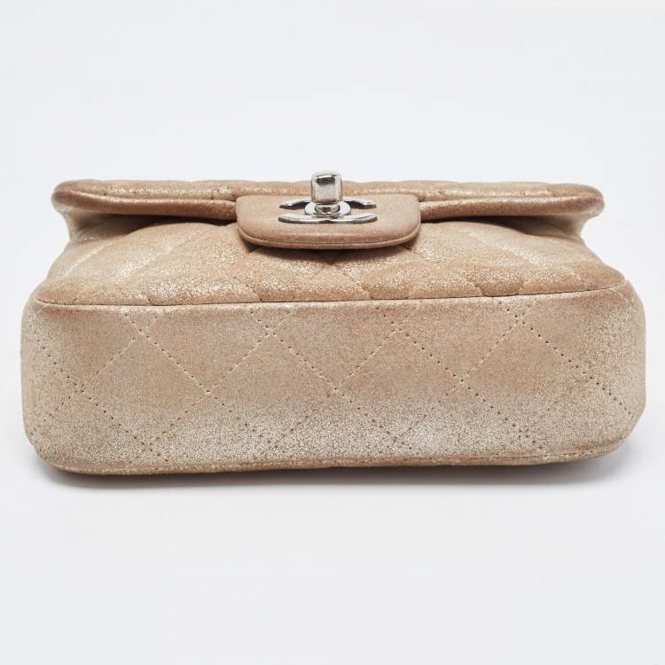 Pre Owned Chanel Silver Quilted Leather Extra Mini Classic Flap Bag 