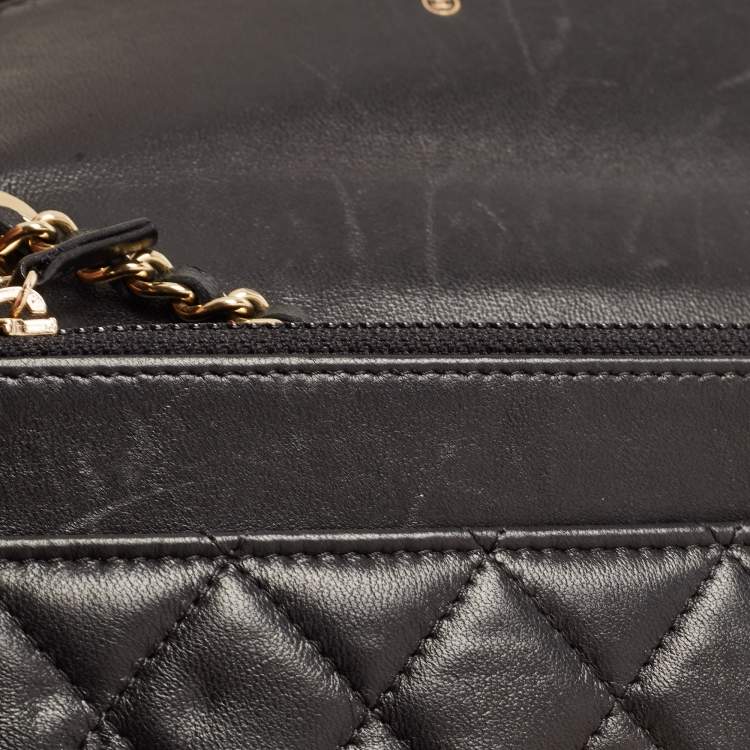Pre Owned Chanel Black Quilted Leather Trendy CC Wallet On Chain