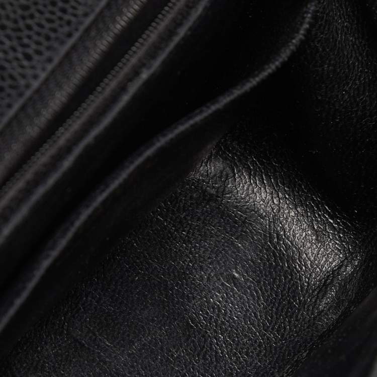 Pre Owned Chanel Black Quilted Caviar Leather Mini Square Classic Flap Bag