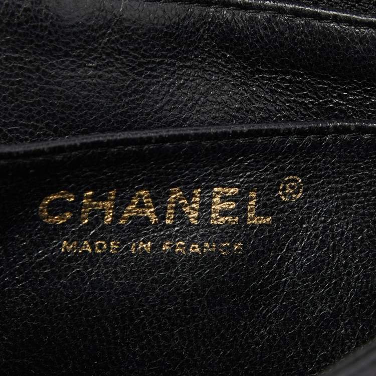Pre Owned Chanel Black Quilted Caviar Leather Mini Square Classic Flap Bag