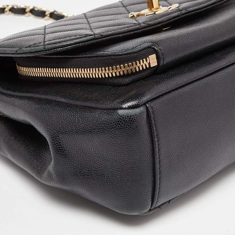 Pre Owned Chanel Black Caviar Leather Business Affinity Chain Flap Bag