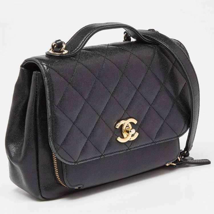 Pre Owned Chanel Black Caviar Leather Business Affinity Chain Flap Bag