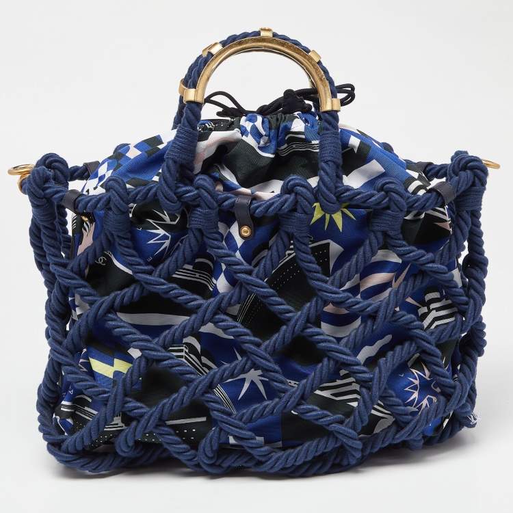 Pre Owned Chanel Multicolor Cotton Rope Large Shopper Tote