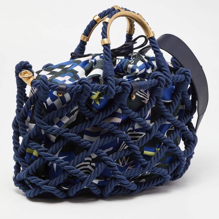Pre Owned Chanel Multicolor Cotton Rope Large Shopper Tote