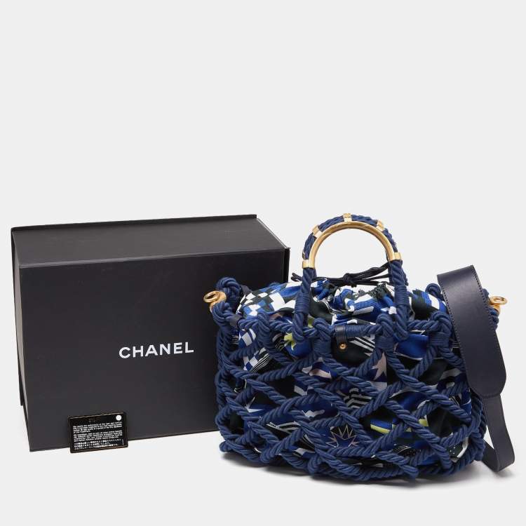Pre Owned Chanel Multicolor Cotton Rope Large Shopper Tote