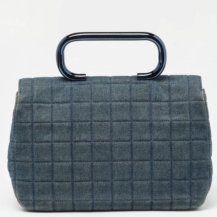 Pre Owned Chanel Blue Choco Bag Denim Mademoiselle Flap Bag