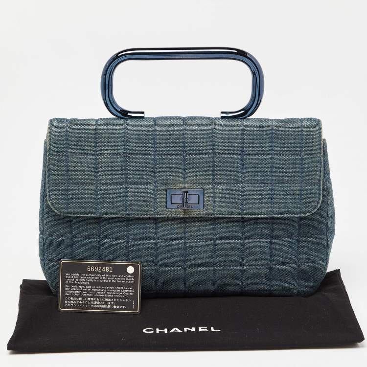 Pre Owned Chanel Blue Choco Bag Denim Mademoiselle Flap Bag