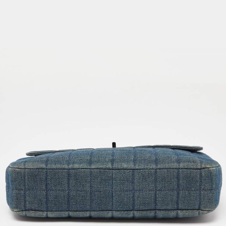 Pre Owned Chanel Blue Choco Bag Denim Mademoiselle Flap Bag