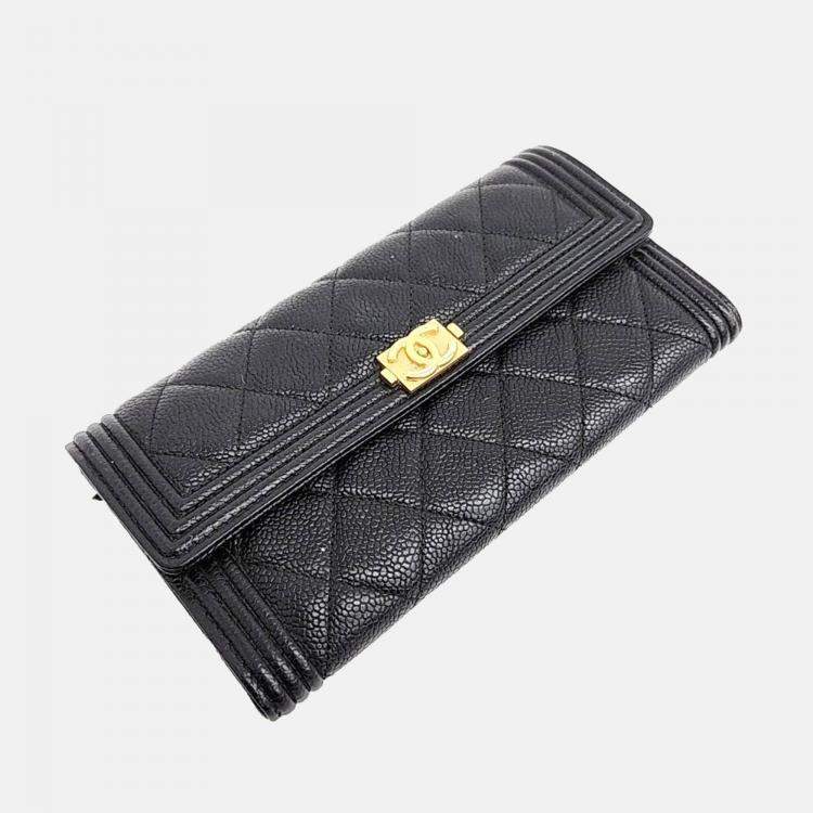 Chanel Black Caviar Boy Long Wallet A80286 Chanel TLC