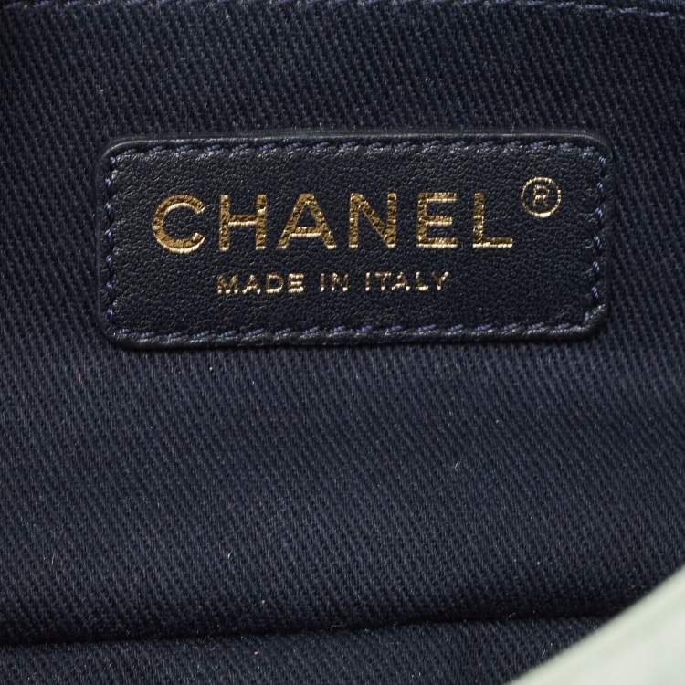 Pre Owned Chanel Mint Green Surpique Chevron Leather Small Flap Bag