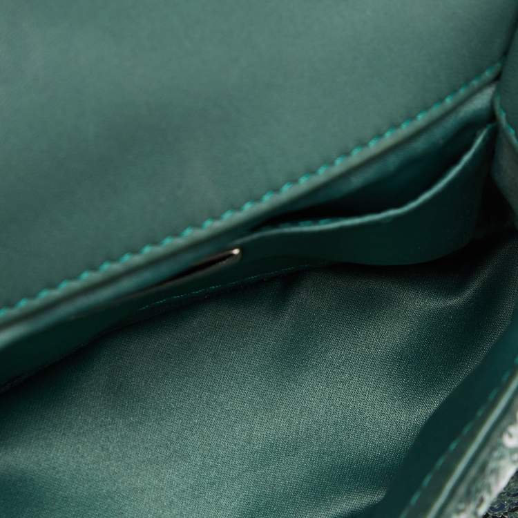 Pre Owned Chanel Green Sequins and Satin Mini Square Classic Flap Bag