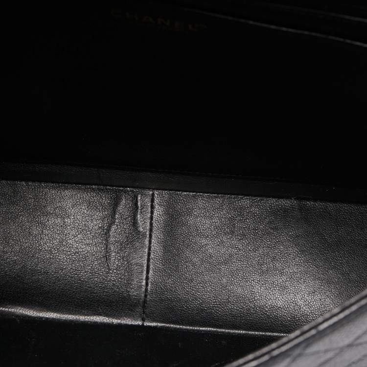 Pre Owned Chanel Black Quilted Caviar Leather Maxi Single Flap Bag