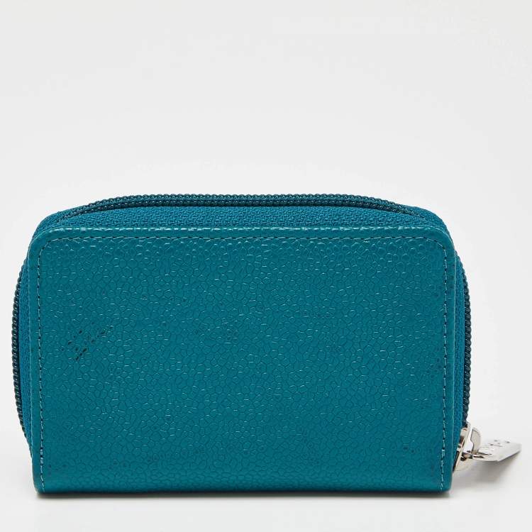 مملوكة مسبقًا Chanel Teal Blue Caviar Leather CC Zip Coin Purse