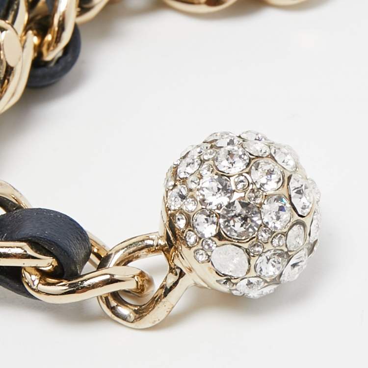 Pre Owned Chanel Navy Blue Quilted Velvet Pearl Crush Wallet on Chain 