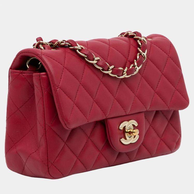 Chanel red sale medium flap