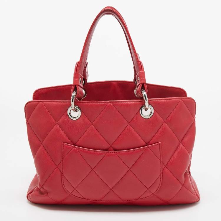 Pre Owned Chanel Pink Quilted Caviar Leather CC Timeless Soft Shopper Tote