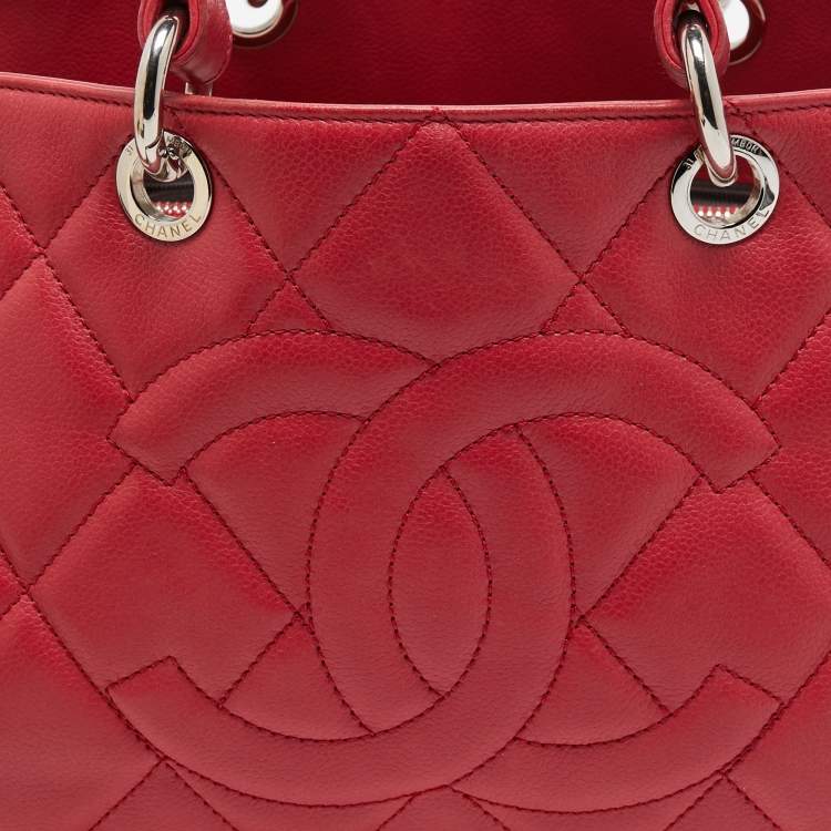 Pre Owned Chanel Pink Quilted Caviar Leather CC Timeless Soft Shopper Tote