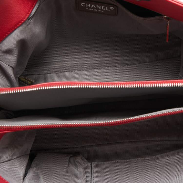 Pre Owned Chanel Pink Quilted Caviar Leather CC Timeless Soft Shopper Tote