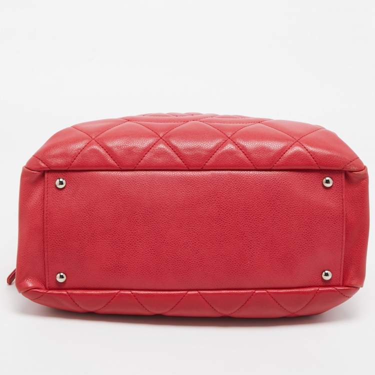 Pre Owned Chanel Pink Quilted Caviar Leather CC Timeless Soft Shopper Tote