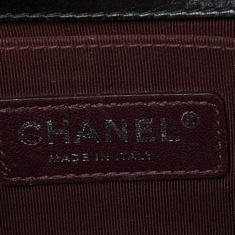 Pre Owned Chanel Black Quilted Leather Small Boy Chained Flap Bag