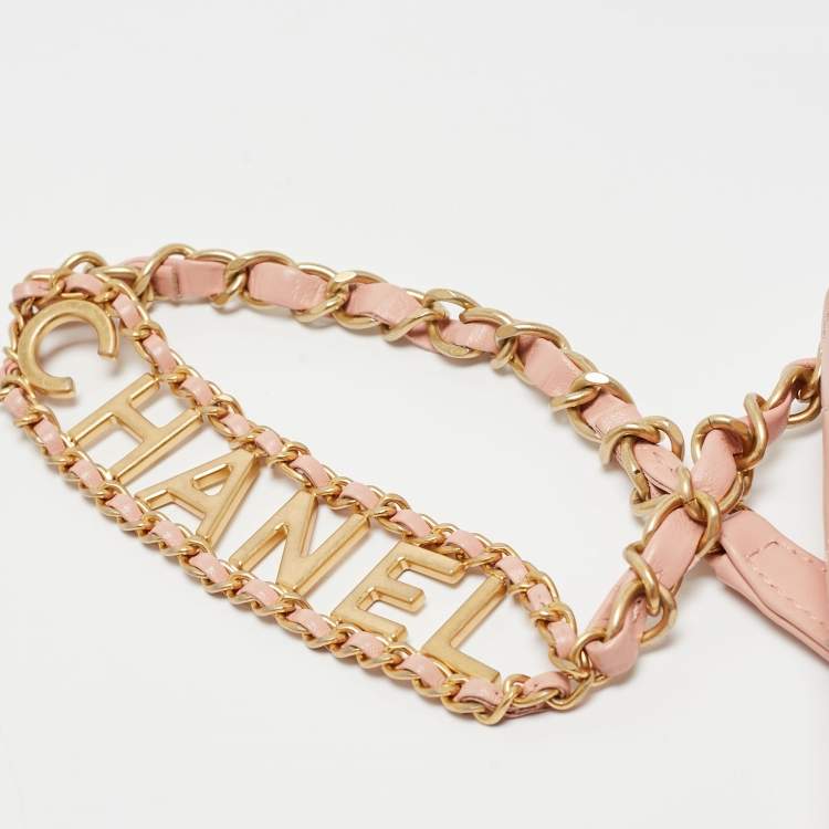 Pre Owned Chanel Light Pink Quilted Leather Logo Strap Belt Bag