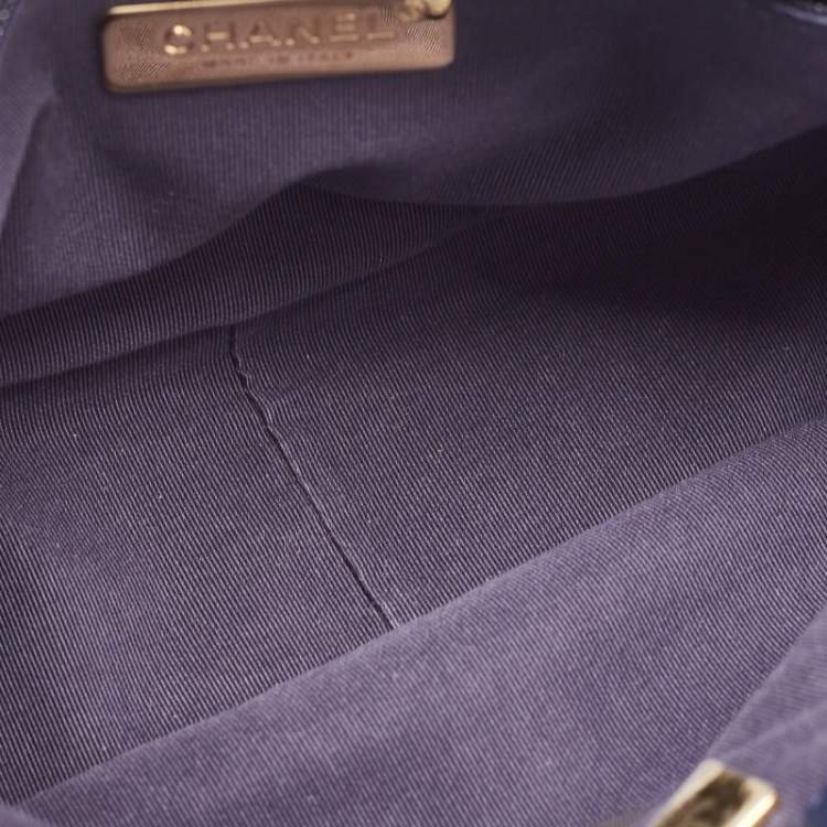 Pre Owned Chanel Blue Quilted Denim Medium 19 Flap Bag