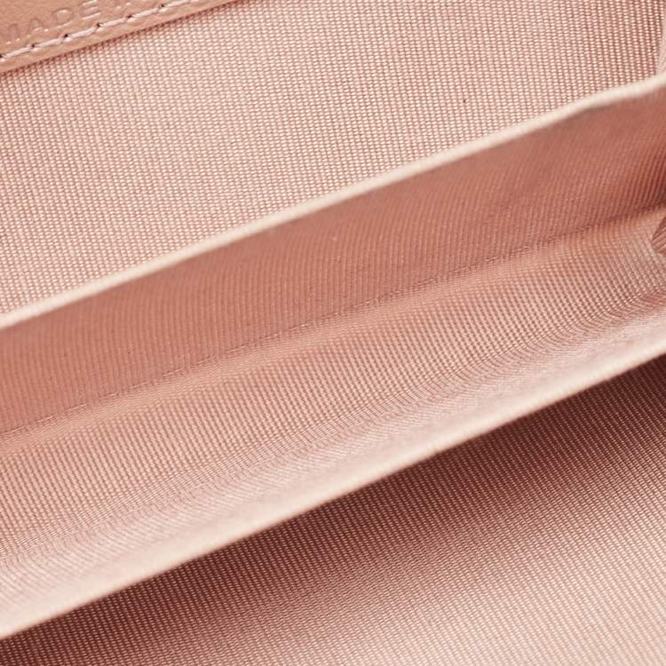 Pre Owned Chanel Pink Camellia Embossed Leather Zip Around Coin Purse